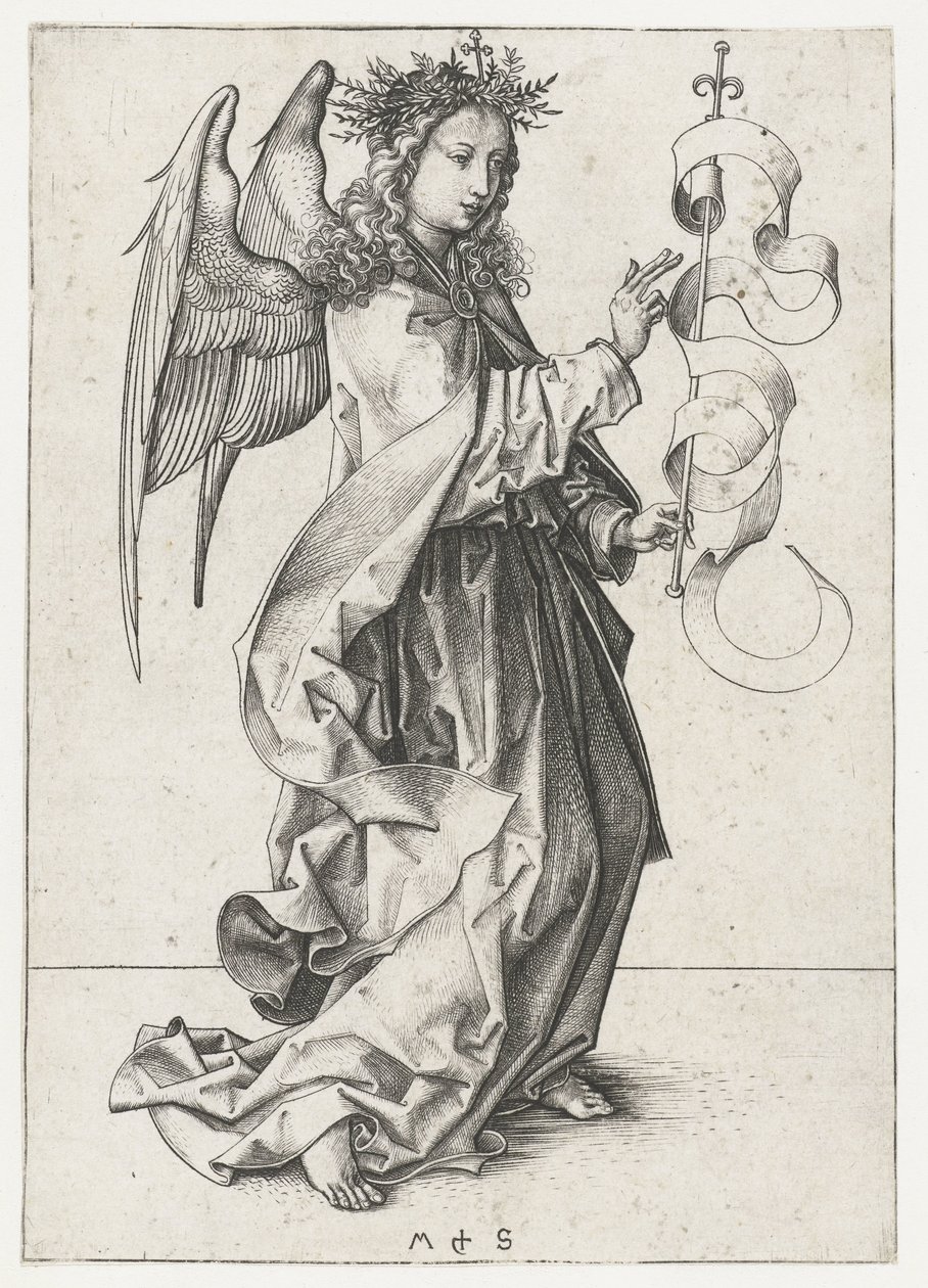 O anjo Gabriel Anunciação (título da série) de Martin Schongauer