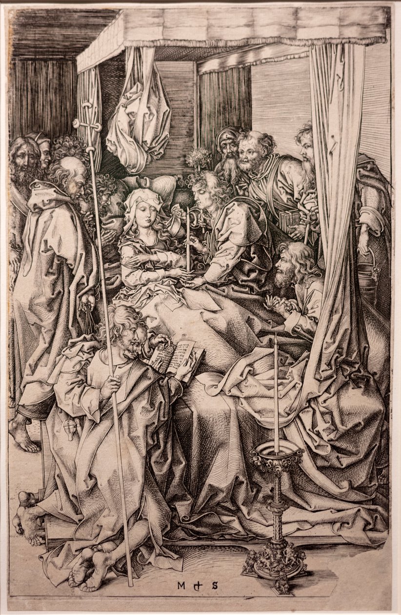 Gravura sobre papel. A Morte da Virgem. Martin Schongauer. Ca 1470-1491. (gravura sobre papel) de Martin Schongauer