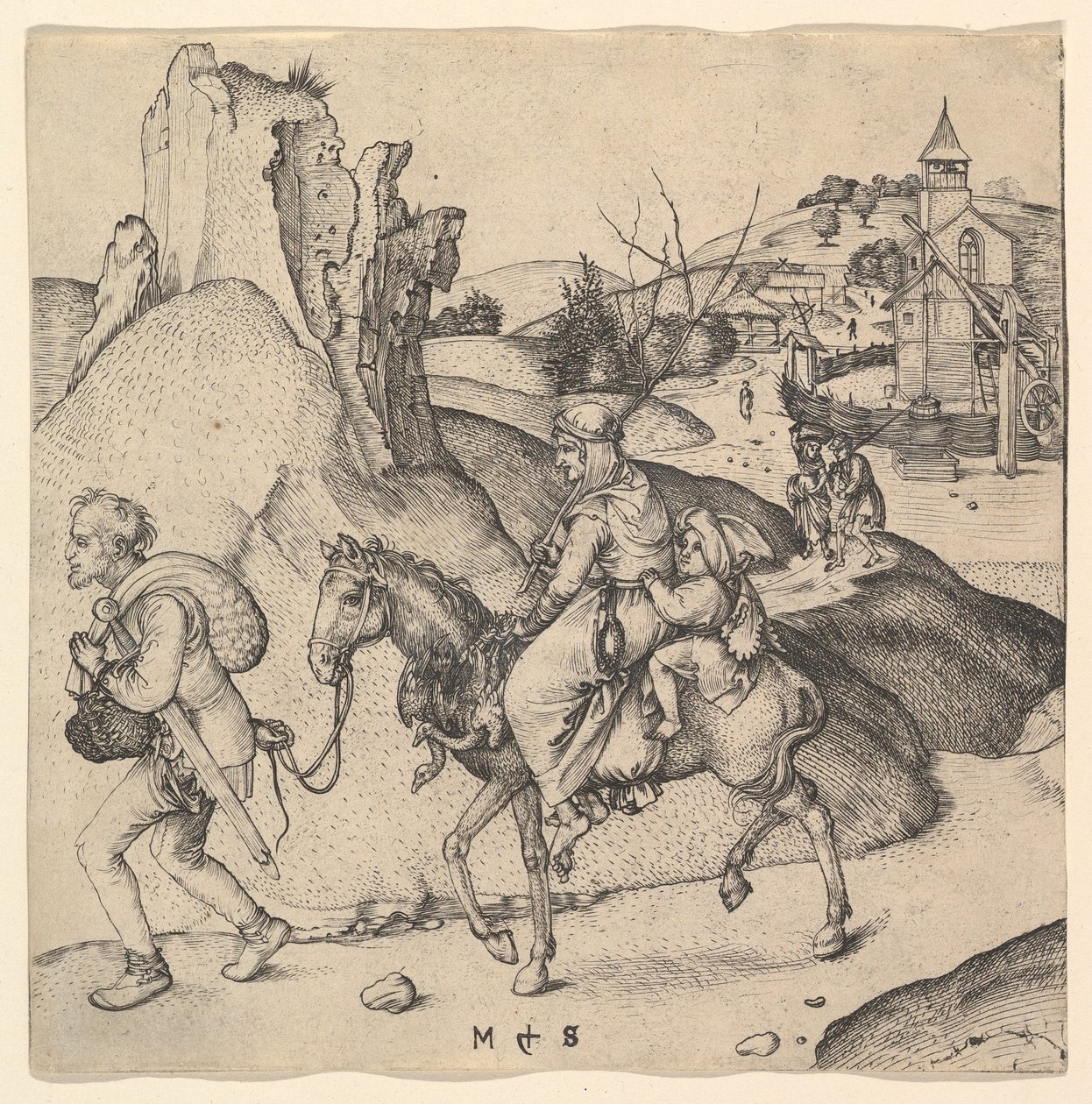 Família Camponesa Indo ao Mercado, ca. 1435-1491. de Martin Schongauer