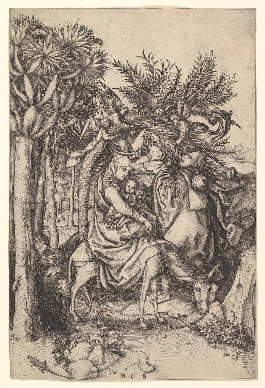 Descanse na fuga para o Egito, ca. 1435-1491. de Martin Schongauer