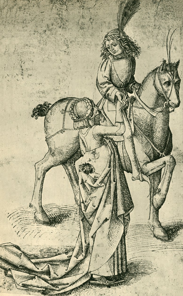 Cavaleiro e mulher, c1480, 1943. de Martin Schongauer