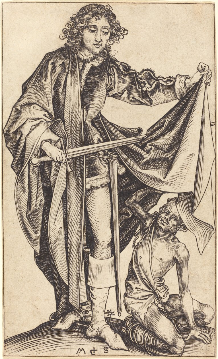 São Martinho dividindo seu manto de Martin Schongauer