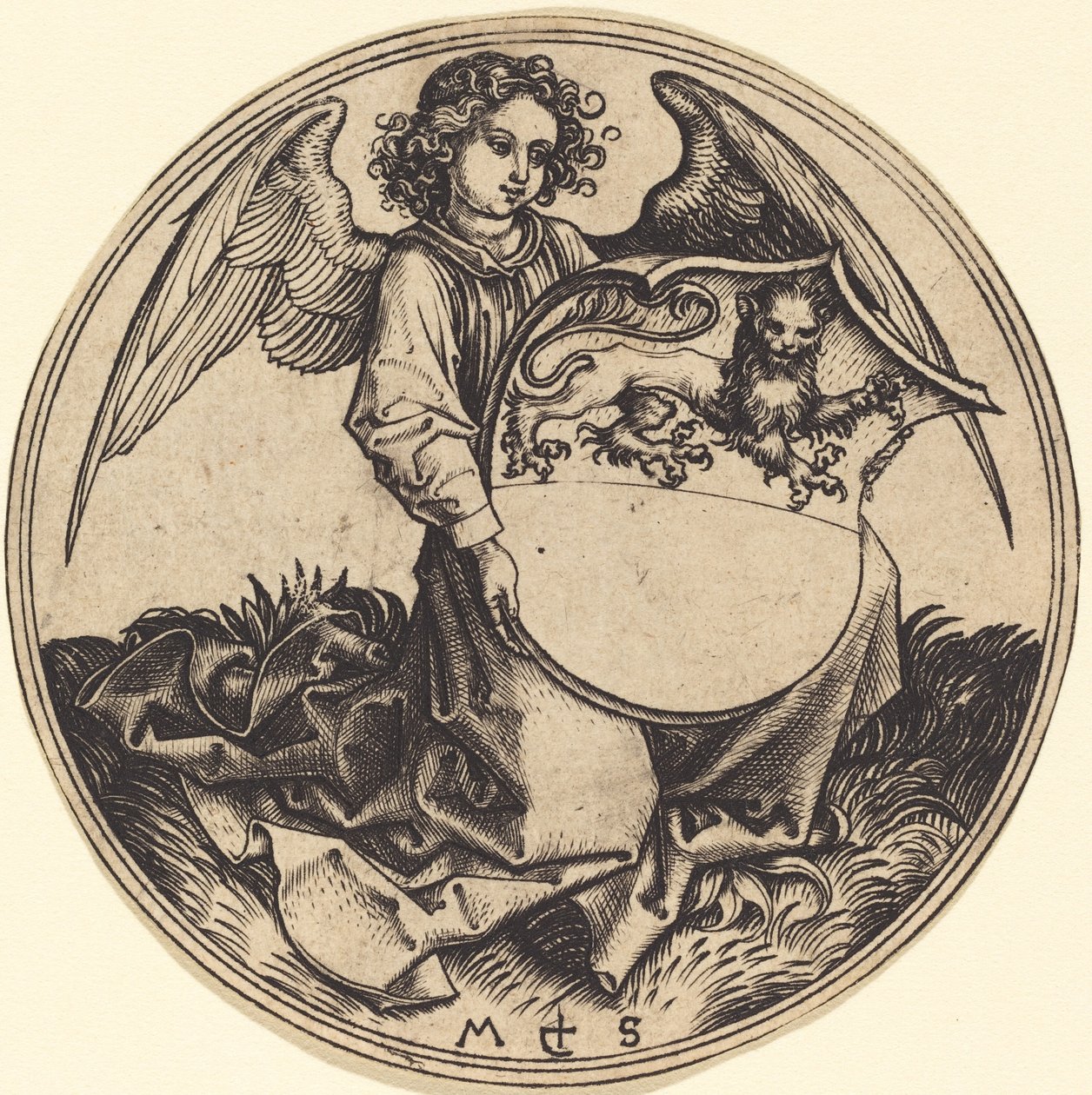 Escudo com Leão, Segurado por Anjo de Martin Schongauer