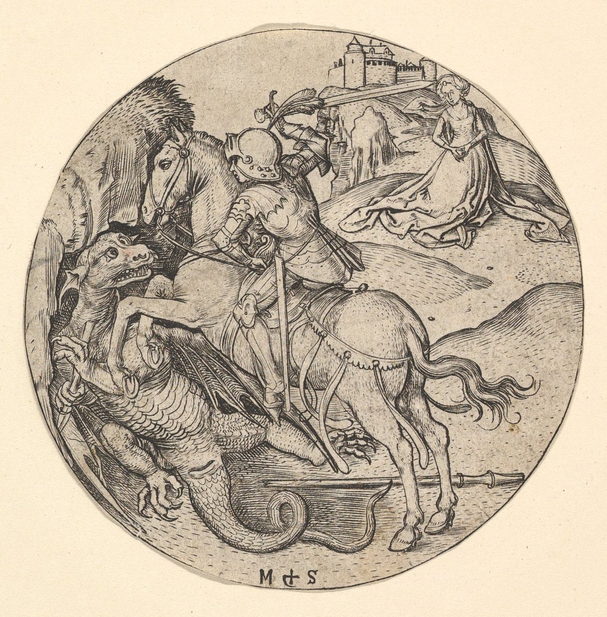 São Jorge matando o dragão, ca. 1435-1491. de Martin Schongauer
