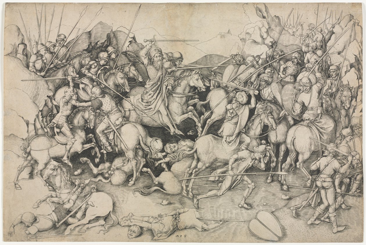 São Tiago e os sarracenos, século XV. de Martin Schongauer
