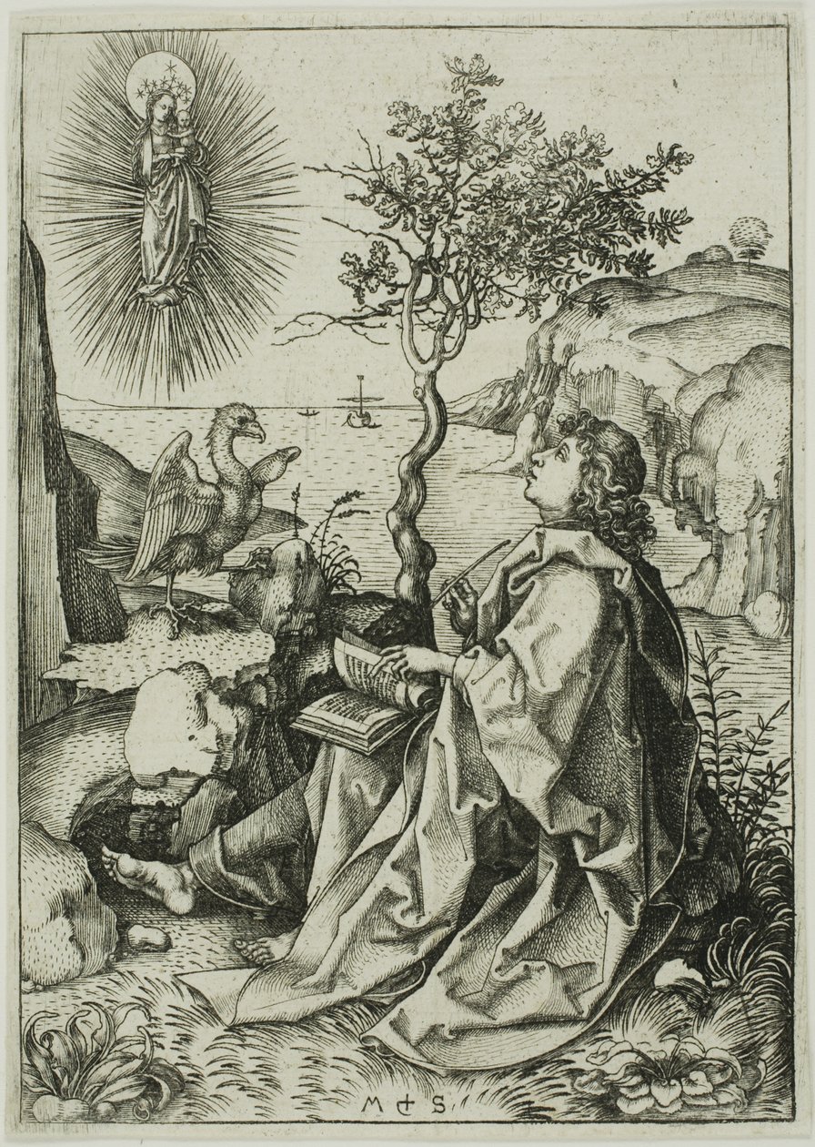 São João Evangelista em Patmos de Martin Schongauer