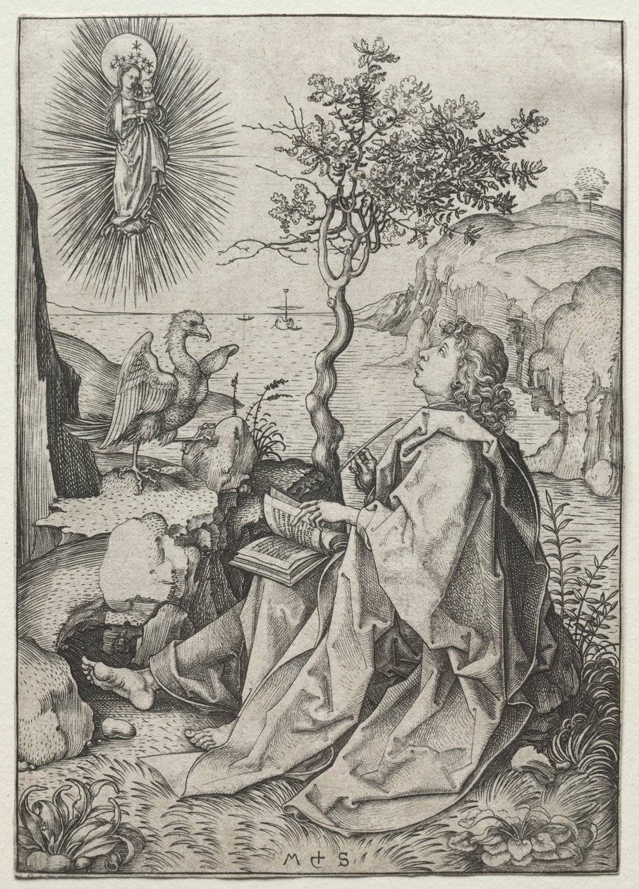 São João Evangelista na Ilha de Patmos de Martin Schongauer