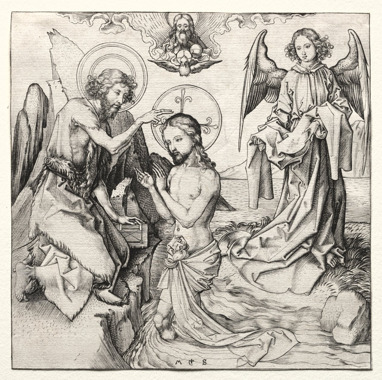 O Batismo de Cristo no Jordão de Martin Schongauer