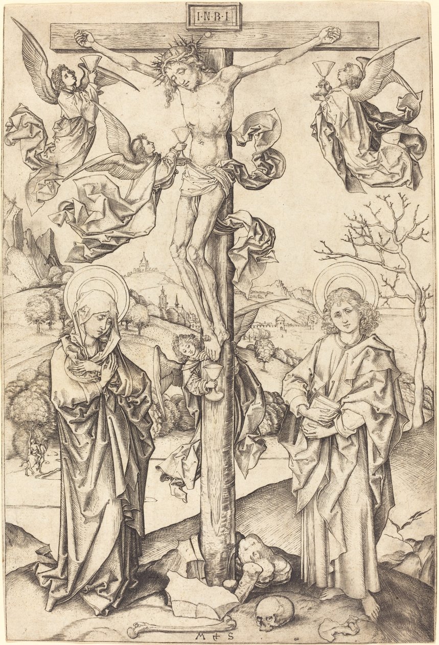 A crucificação com quatro anjos de Martin Schongauer