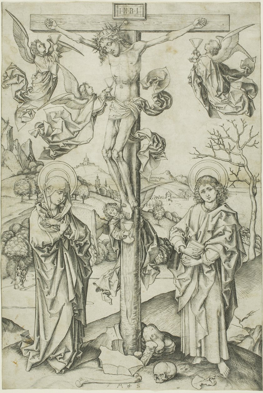 A Crucificação com quatro anjos de Martin Schongauer