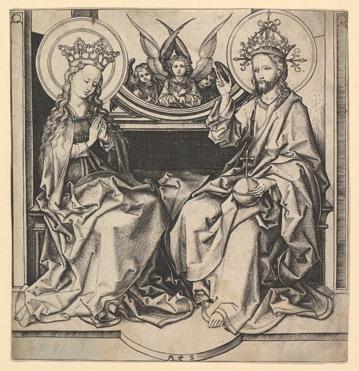 O entronamento da Virgem, ca. 1435-1491. de Martin Schongauer