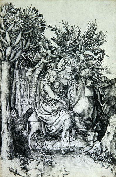 O Voo para o Egipto (gravura) de Martin Schongauer