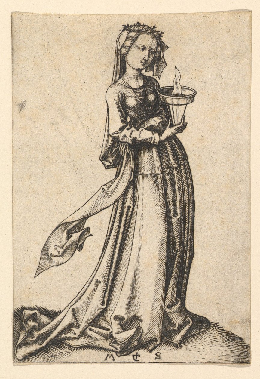 The Fourth Wise Virgin, da série The Wise and Foolish Virgins, ca. 1435-1491. de Martin Schongauer