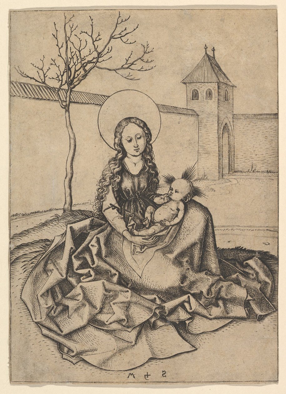 Madonna e criança no pátio, ca. 1435-1491. de Martin Schongauer