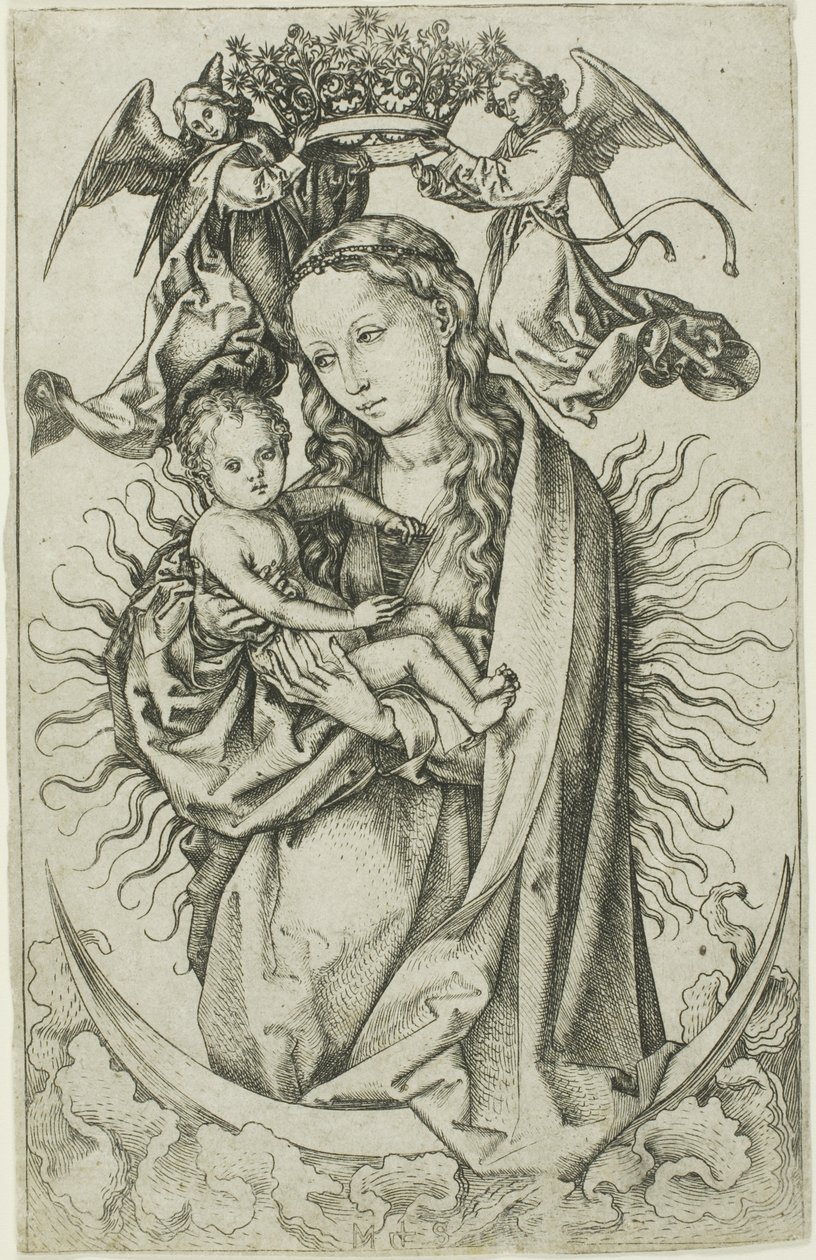 A Madona no Crescente Coroada por Dois Anjos de Martin Schongauer