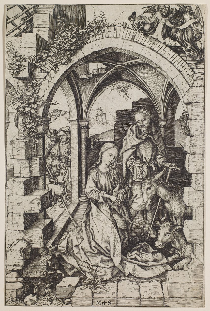 A Natividade, c.1471-73 (gravura) de Martin Schongauer