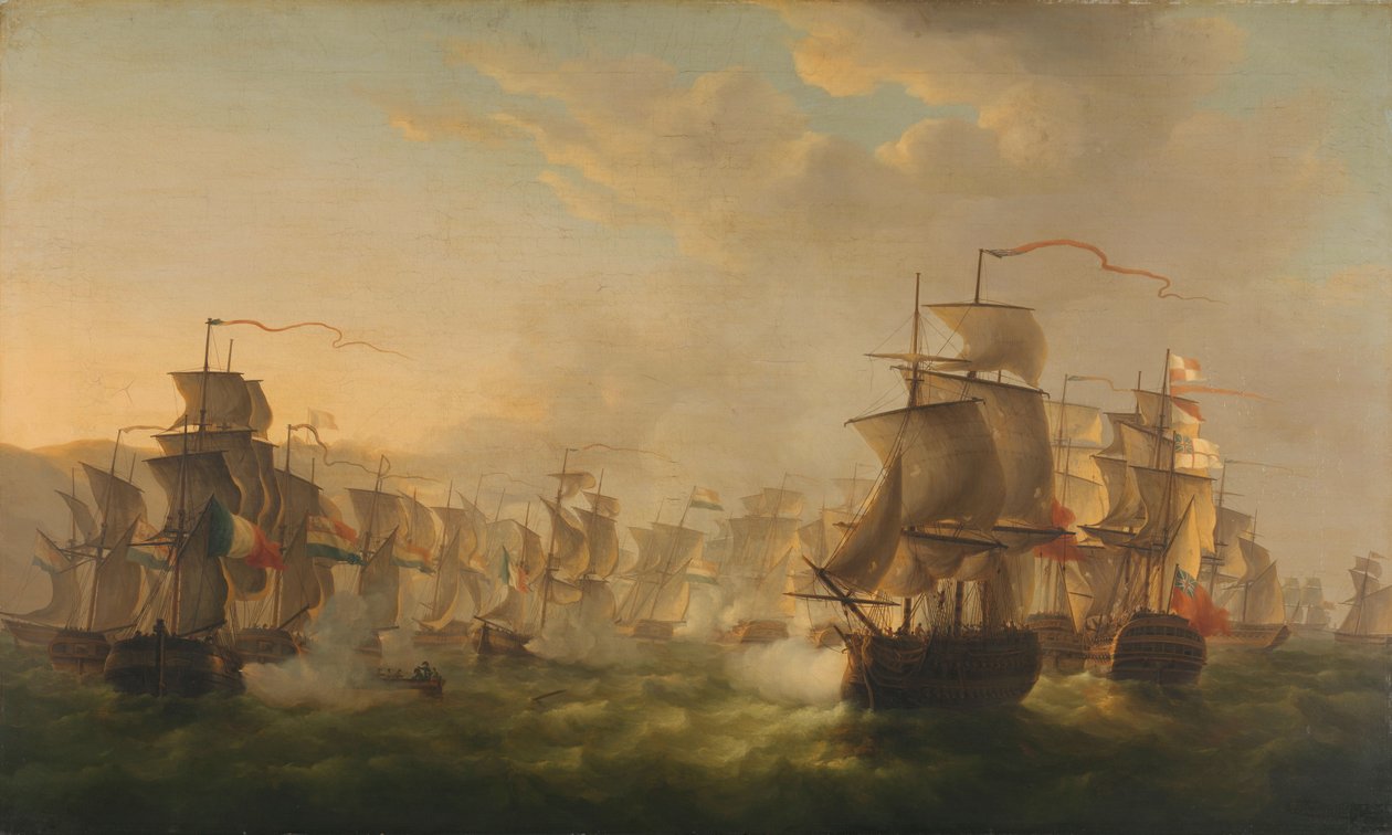 Confronto das frotas holandesa e britânica perto de Boulogne de Martin Schouman