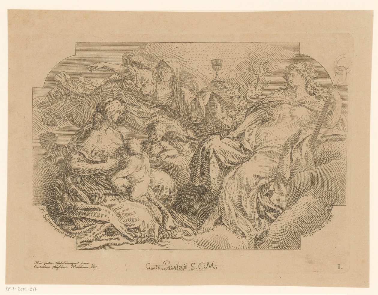 Personificações femininas de três virtudes divinas
Quadros de tecto na Sacrestia di Solimena (título da série) de Martin Speer