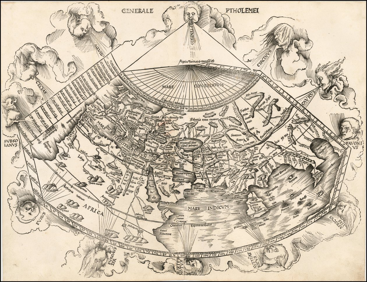 Mapa-múndi ptolemaico de 1513 de Martin Waldseemüller de Martin Waldseemuller