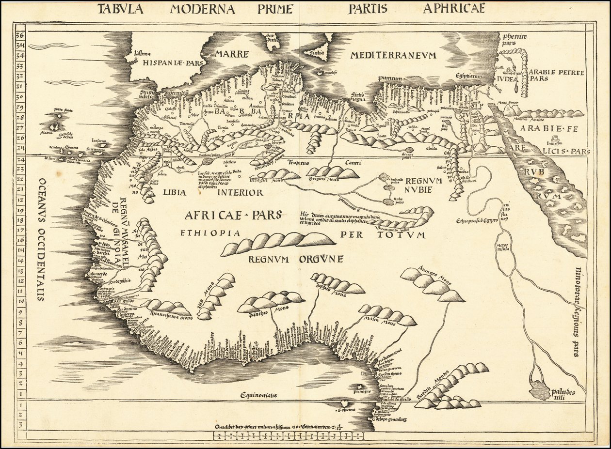 Mapa do Norte de África de 1513 de Martin Waldseemüller de Martin Waldseemuller