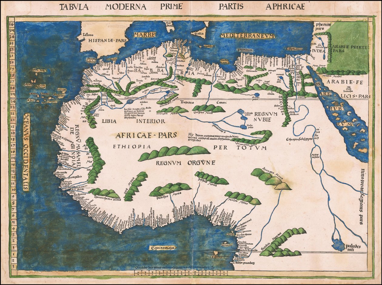 Mapa de 1513 da África do Norte e Ocidental de Martin Waldseemüller de Martin Waldseemuller