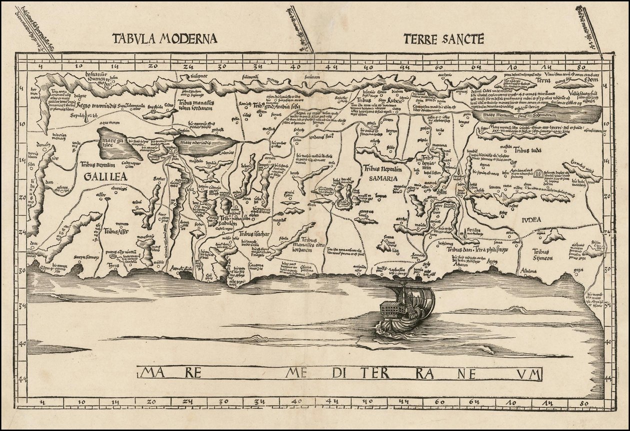 Mapa da Palestina de 1513 de Martin Waldseemüller de Martin Waldseemuller
