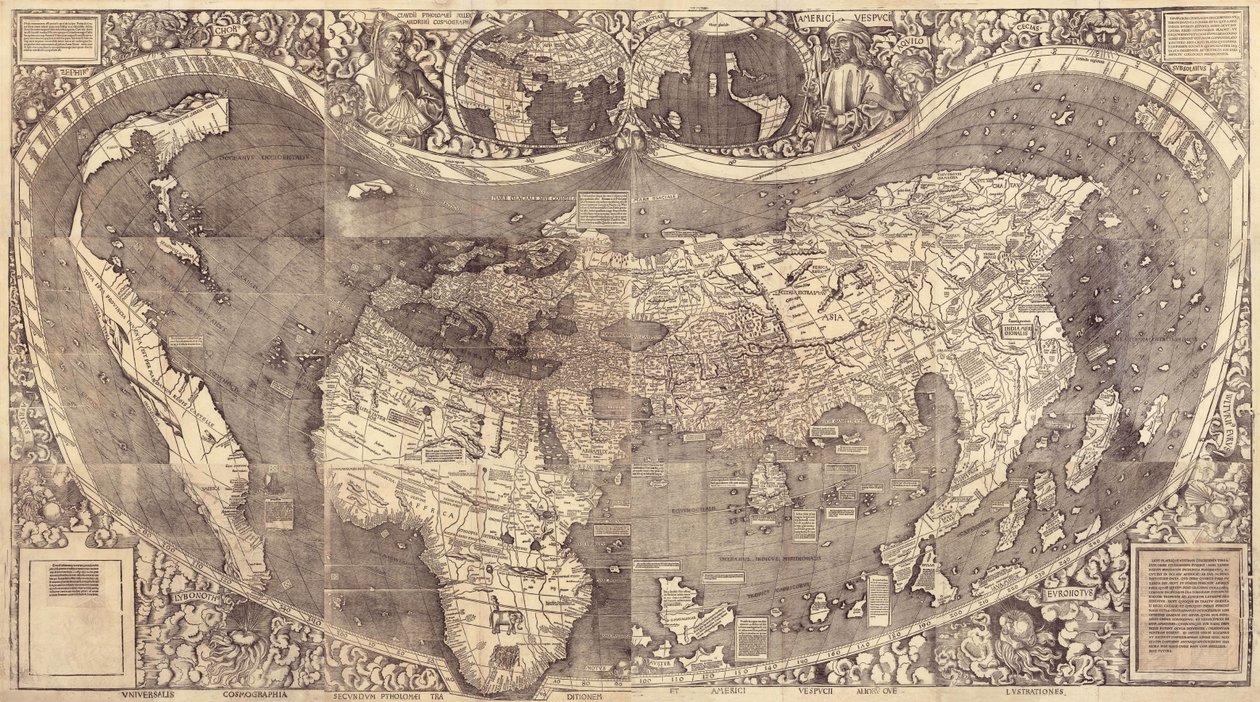 Mapa mundial Universalis Cosmographia, 1507 de Martin Waldseemuller
