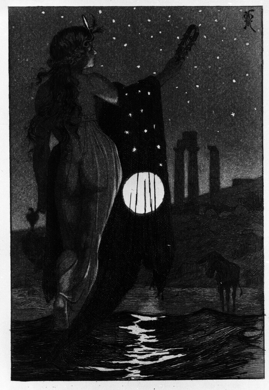Photis transformou acidentalmente Lucius num burro Les Metamorphoses (Burro de Ouro ou Asinus aureus), romance escrito por Apulee (Lucius Apuleius) (cerca de 125-around 180) no século II. Água de Gravura, de Martin Van Maele de Martin van Maele