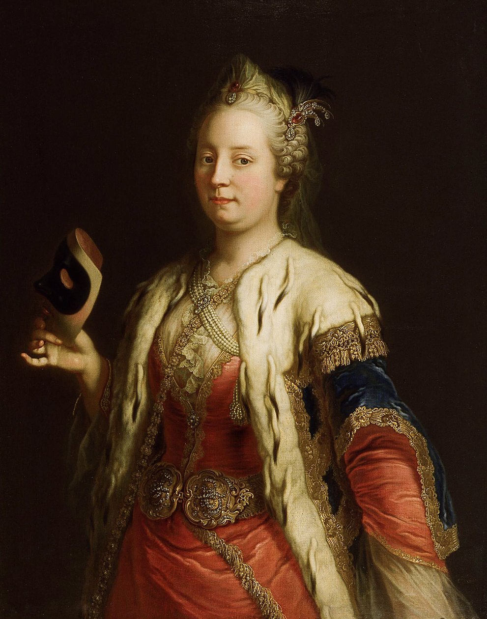 Retrato da imperatriz Maria Theresia da Áustria 1717-1780 com máscara turca, antes de 1750 de Martin van Meytens the Younger