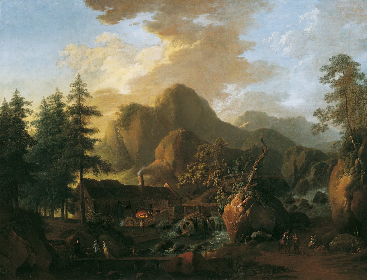 Paisagem com moinho de martelos de Martin von Molitor