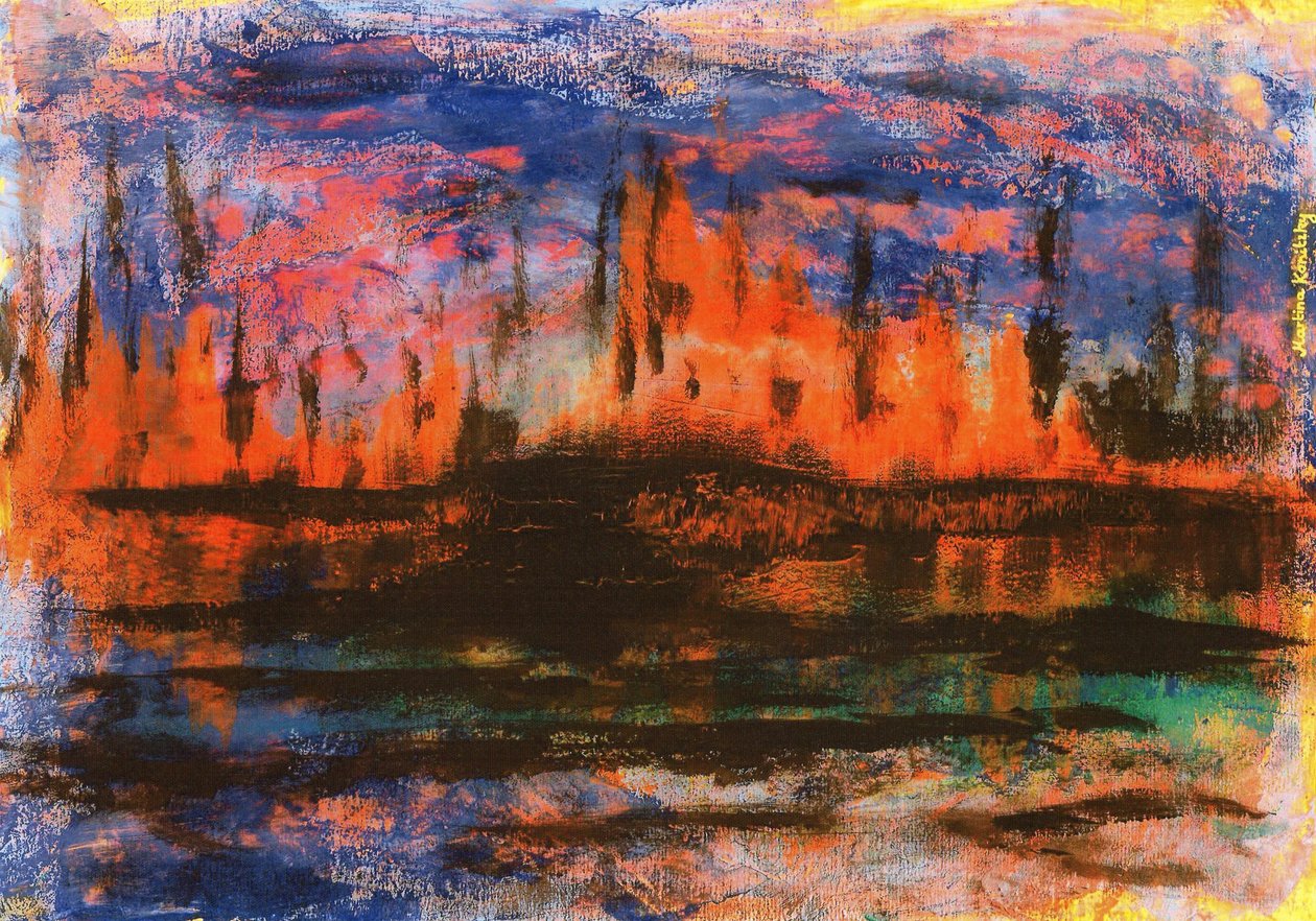 Reflexões de água do horizonte à noite de Martina Konitzky