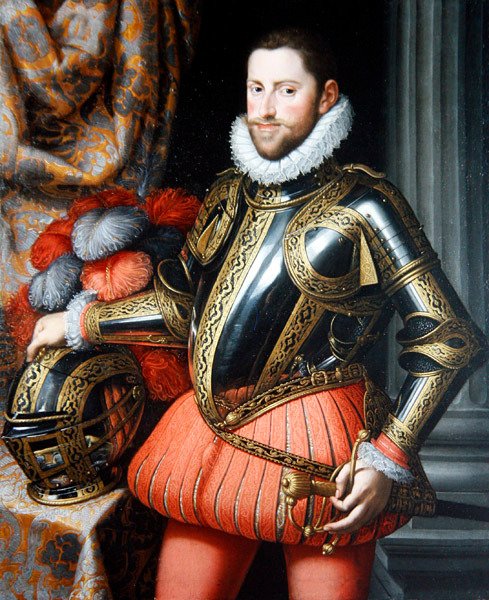 Retrato do Arquiduque Ernst da Áustria em Armour (óleo sobre tela) de Martino Rota