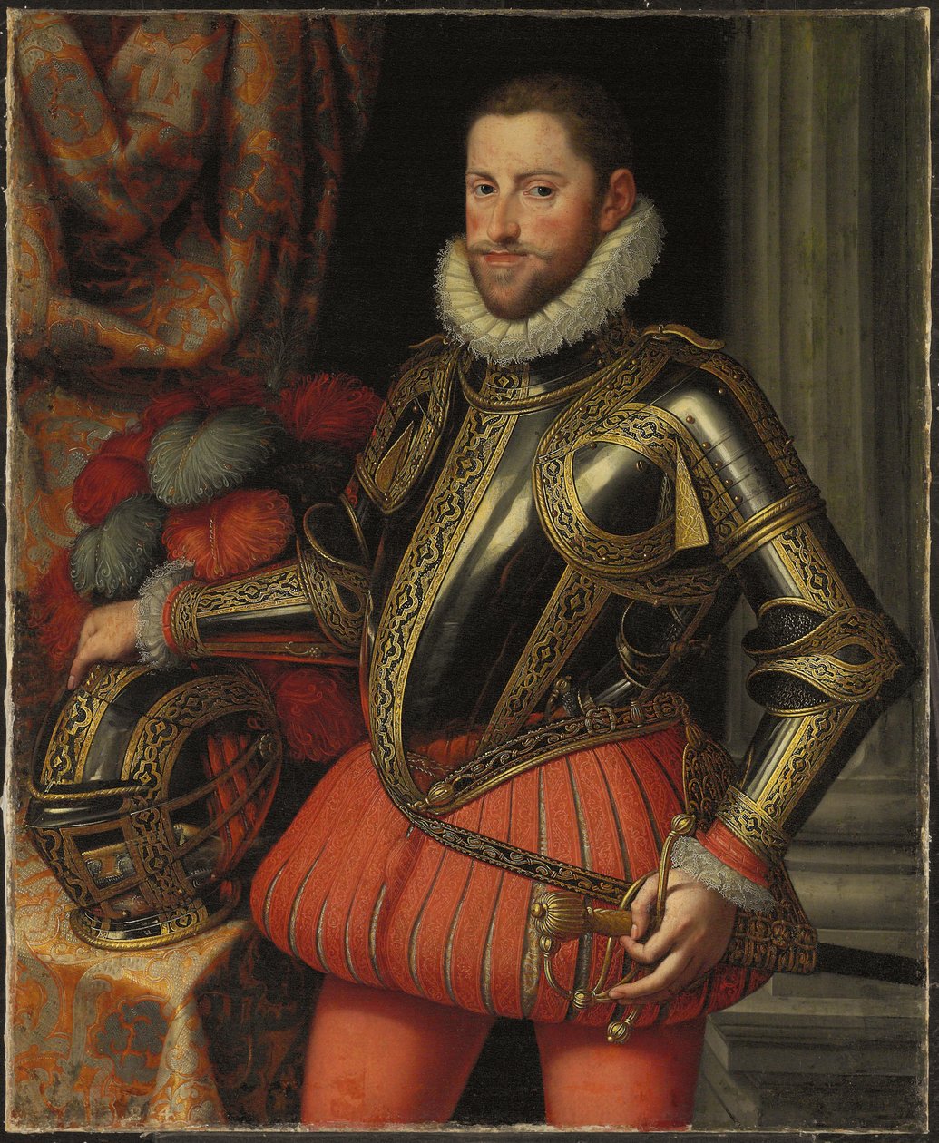 Retrato do arquiduque Ernst da Áustria, com três quartos de comprimento, em armadura, c.1580 de Martino Rota
