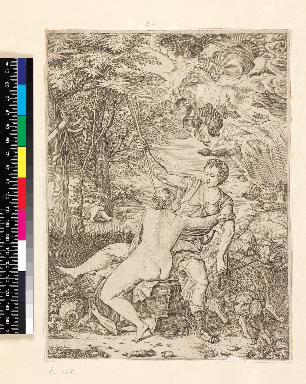 Vênus e Adônis, c.1560-c.1580 de Martino Rota