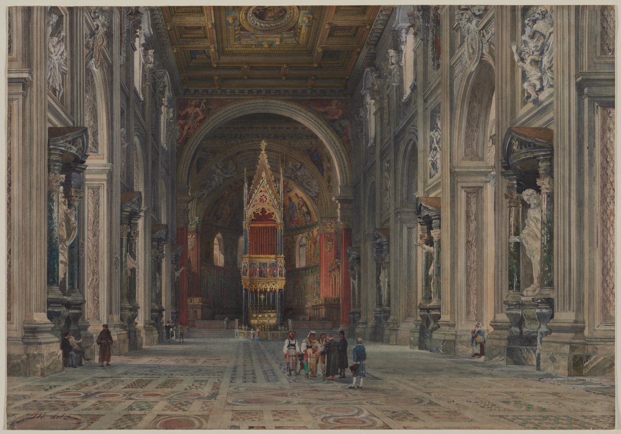 Interior de San Giovanni in Laterano, Roma, c. 1896. de Martino del Don