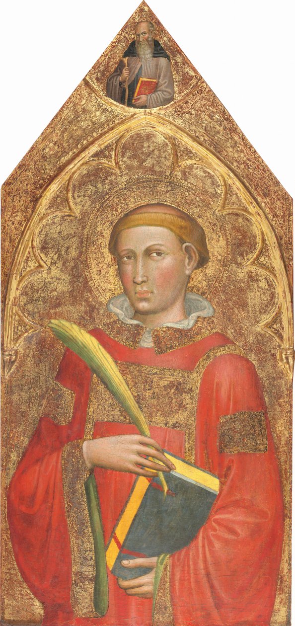 Santo Diácono, com Santo Antônio Abade acima, [painel direito], c. 14151420. de Martino di Bartolomeo di Biagio