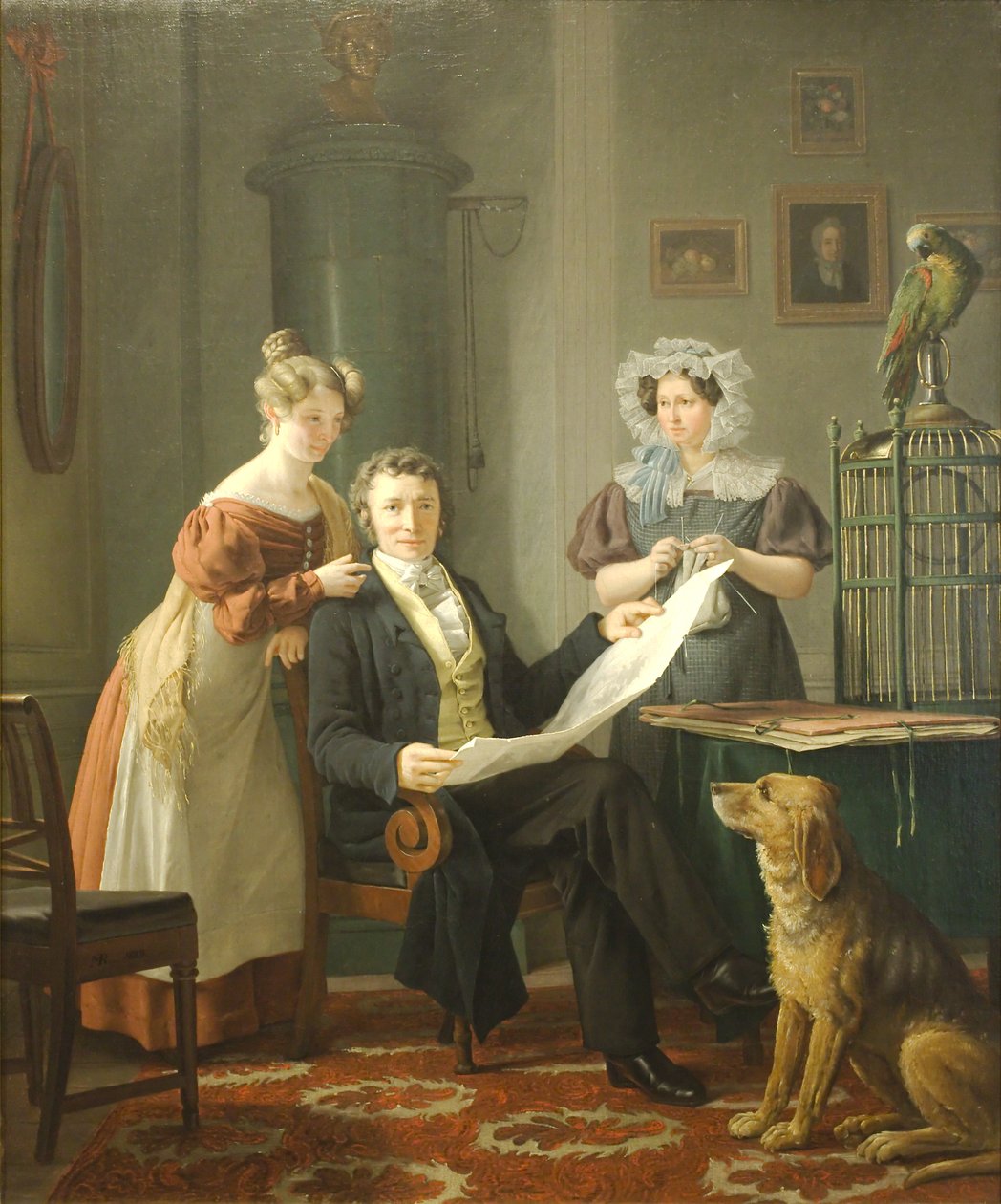 Cirurgiões Chr. Alcançando a esposa e a filha de Martinus Rørbye