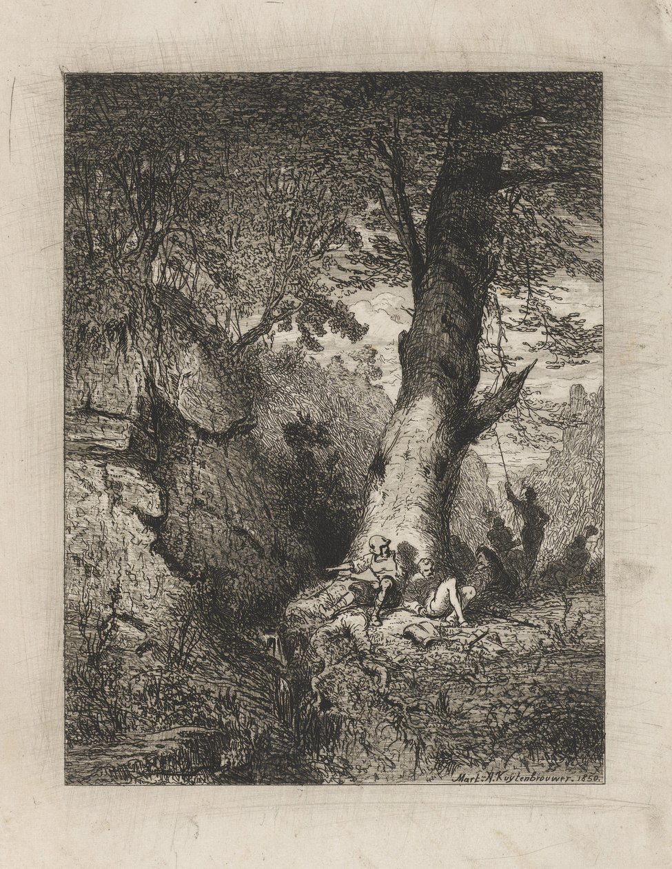 Guerreiros de descanso debaixo de uma árvore de Martinus Antonius Kuytenbrouwer jr.