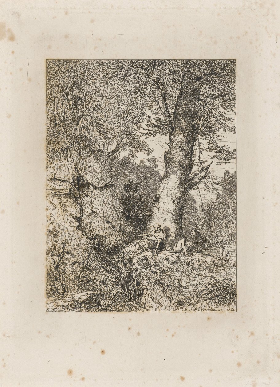 Guerreiros descansando debaixo de uma árvore de Martinus Antonius Kuytenbrouwer jr.