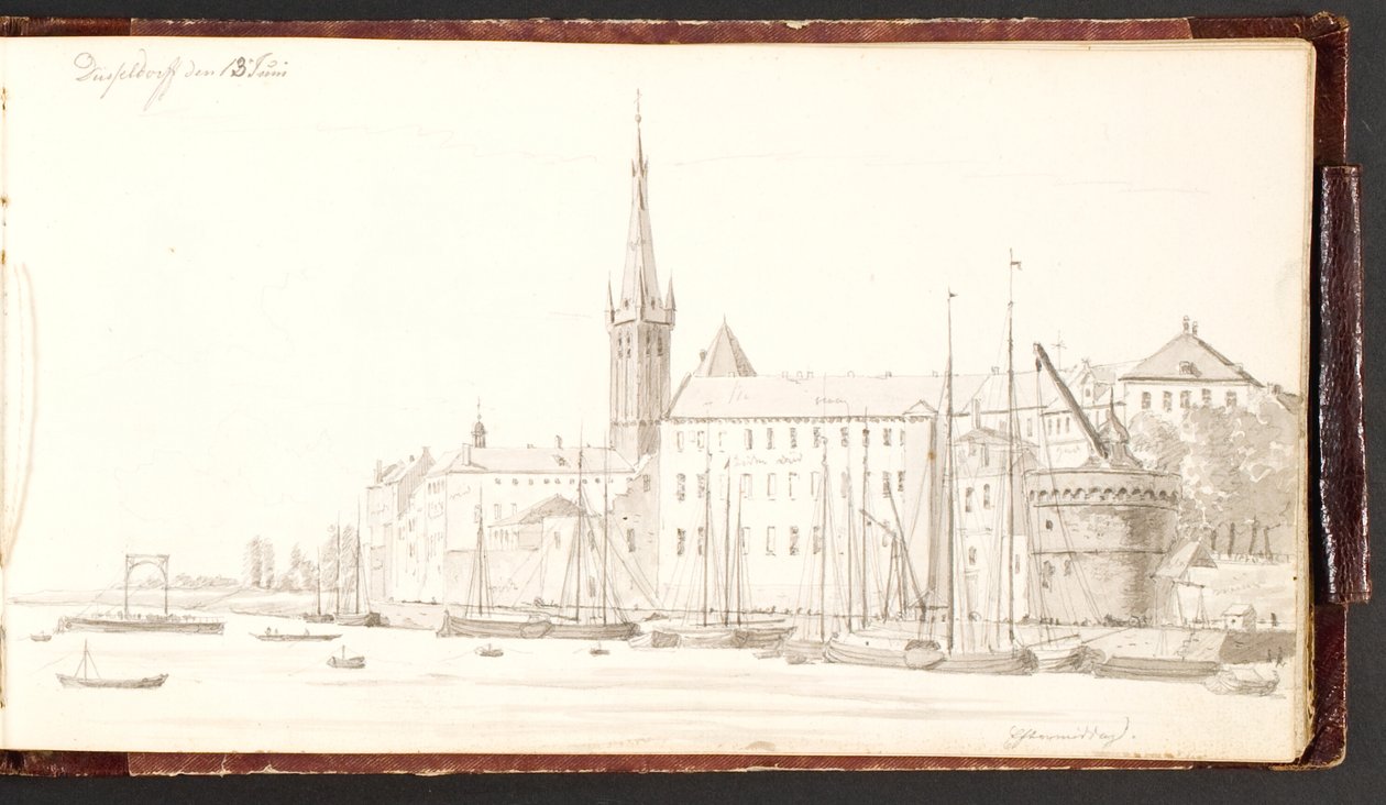 Düsseldorf visto do Reno de Martinus Rørbye
