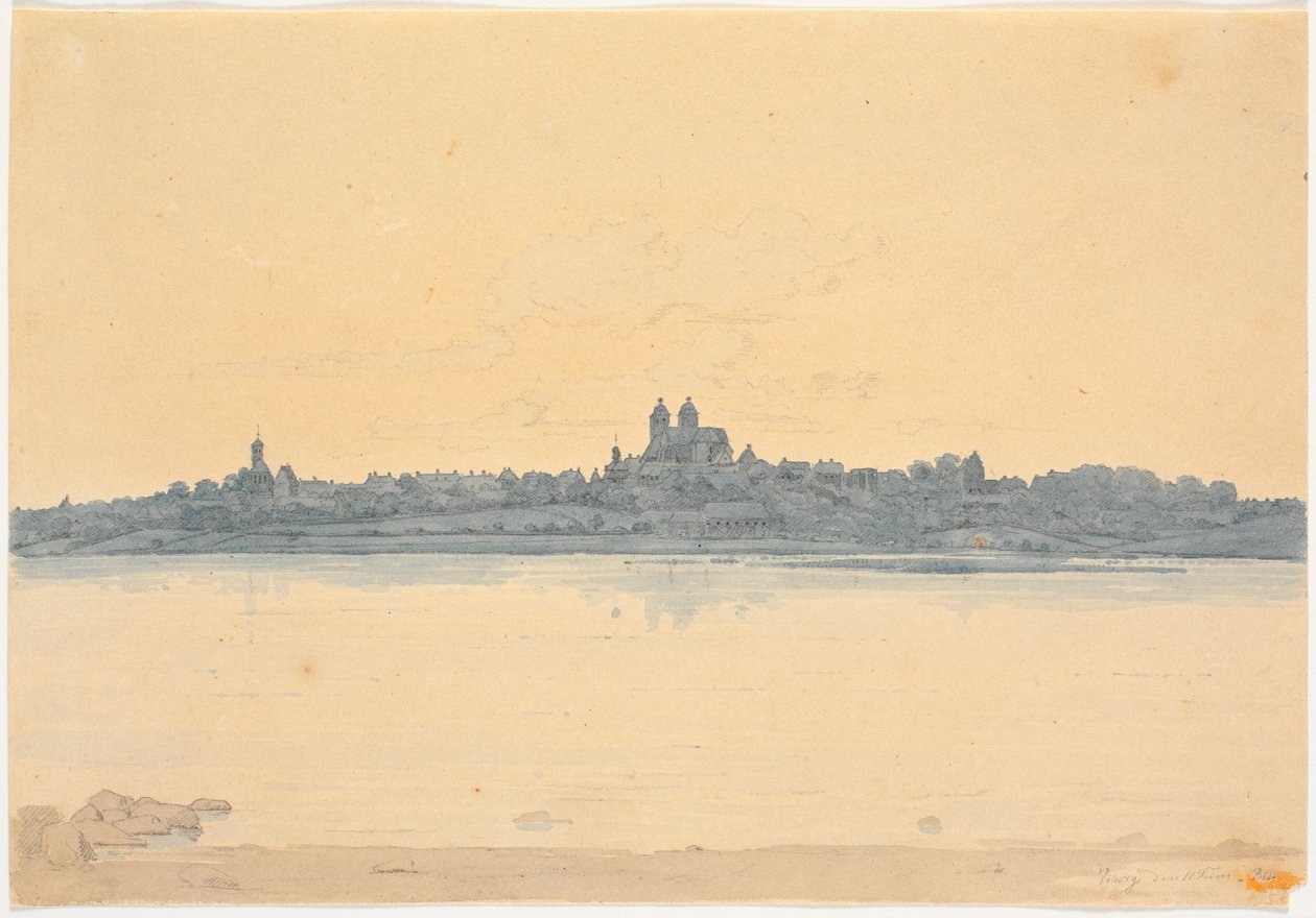 Viborg visto de Asmild Klosterhave perto de Søndersø de Martinus Rørbye