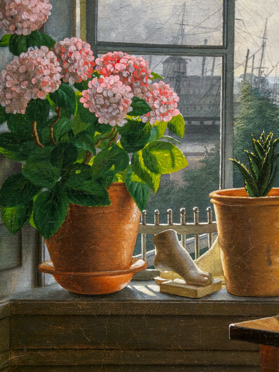 Vista frontal da janela do artista, pormenor de Martinus Rorbye