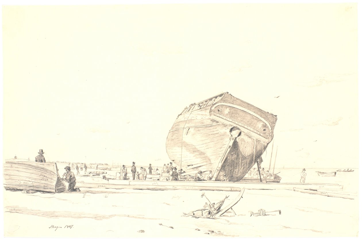 Um navio sob calafetagem de Martinus Rørbye