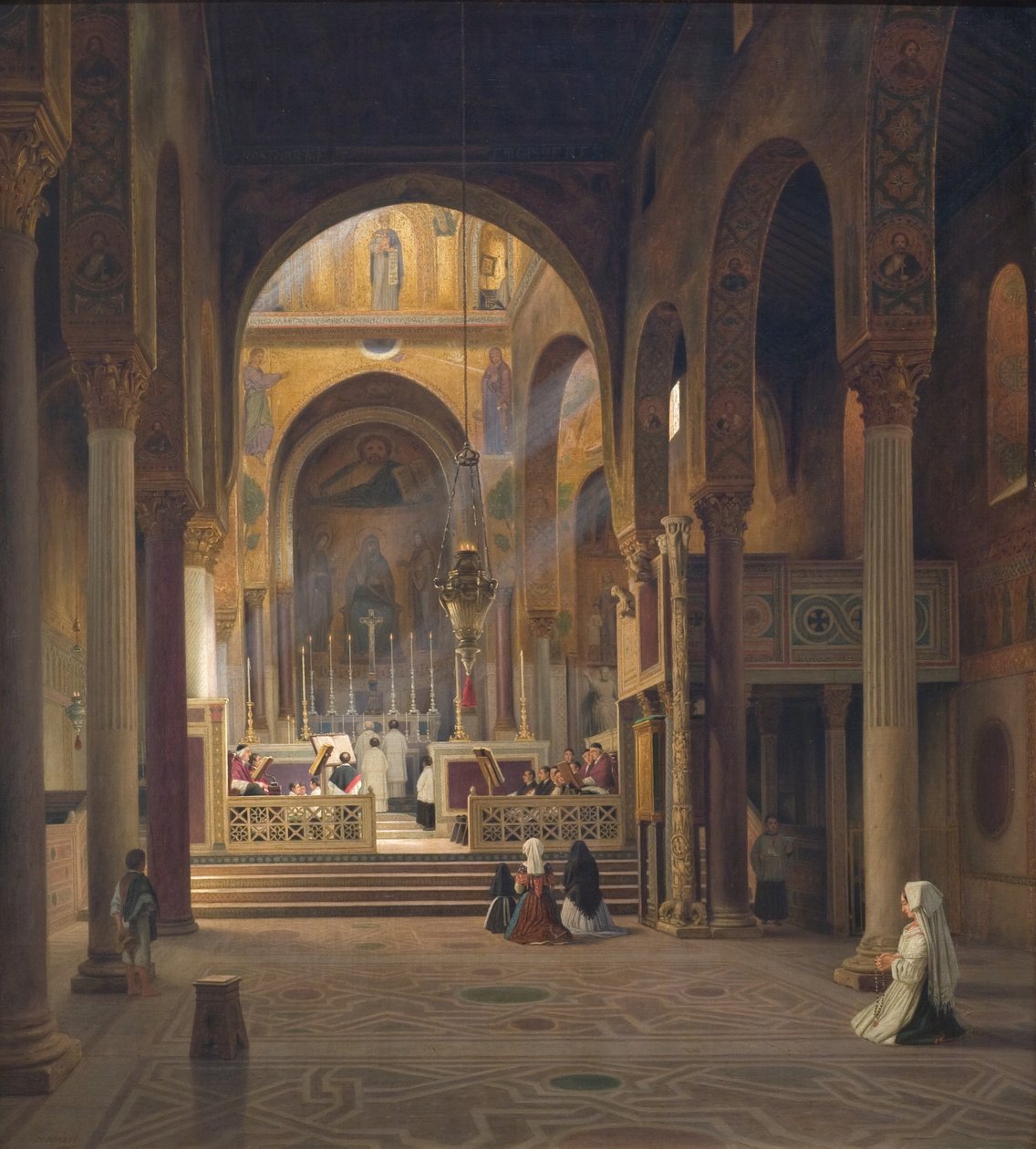 Interior da Capela Palatina em Palermo, Itália de Martinus Rørbye