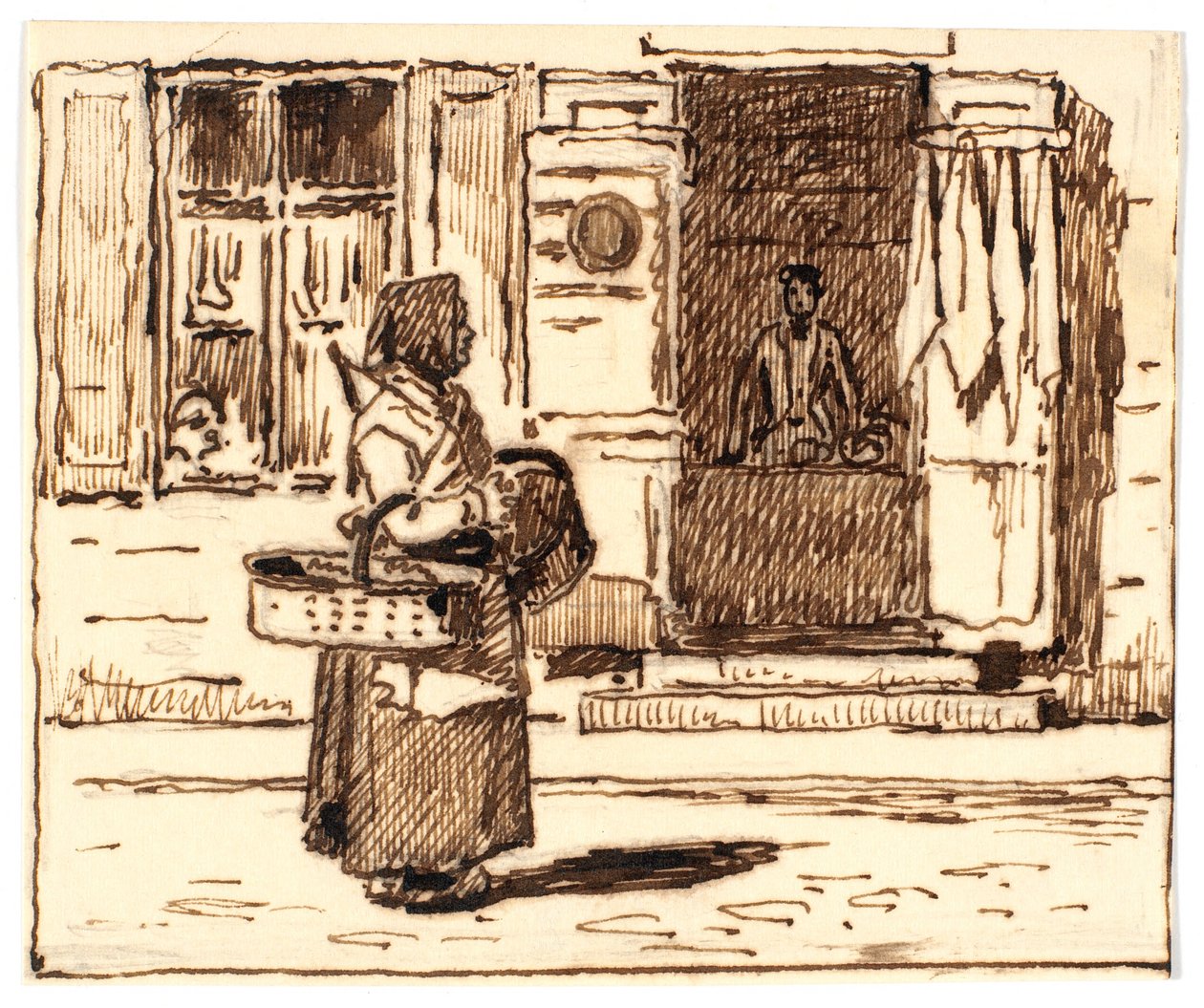 Cena de rua italiana (?) com esposa curvilínea de Martinus Rørbye