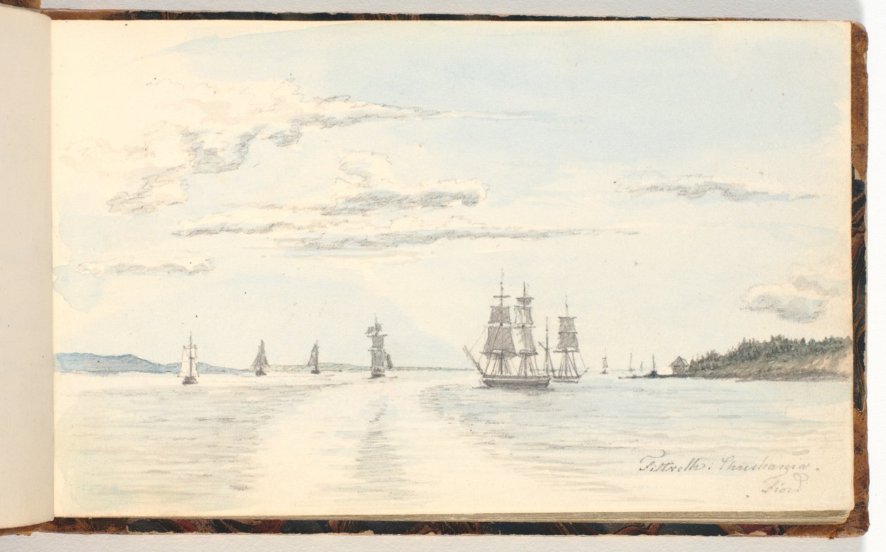 Paisagem costeira com navios de Martinus Rørbye