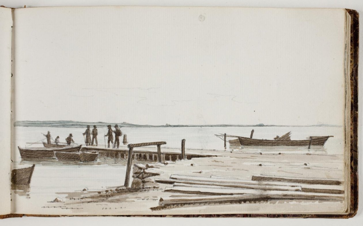 Pessoas em um porto de balsa de Martinus Rørbye