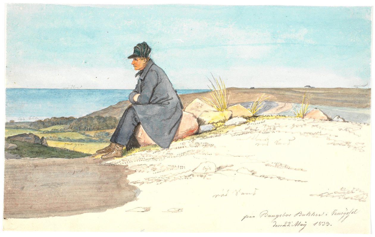Homem sentado nas colinas de Bangsbo, Vendsyssel, 22 de maio de 1833 de Martinus Rørbye