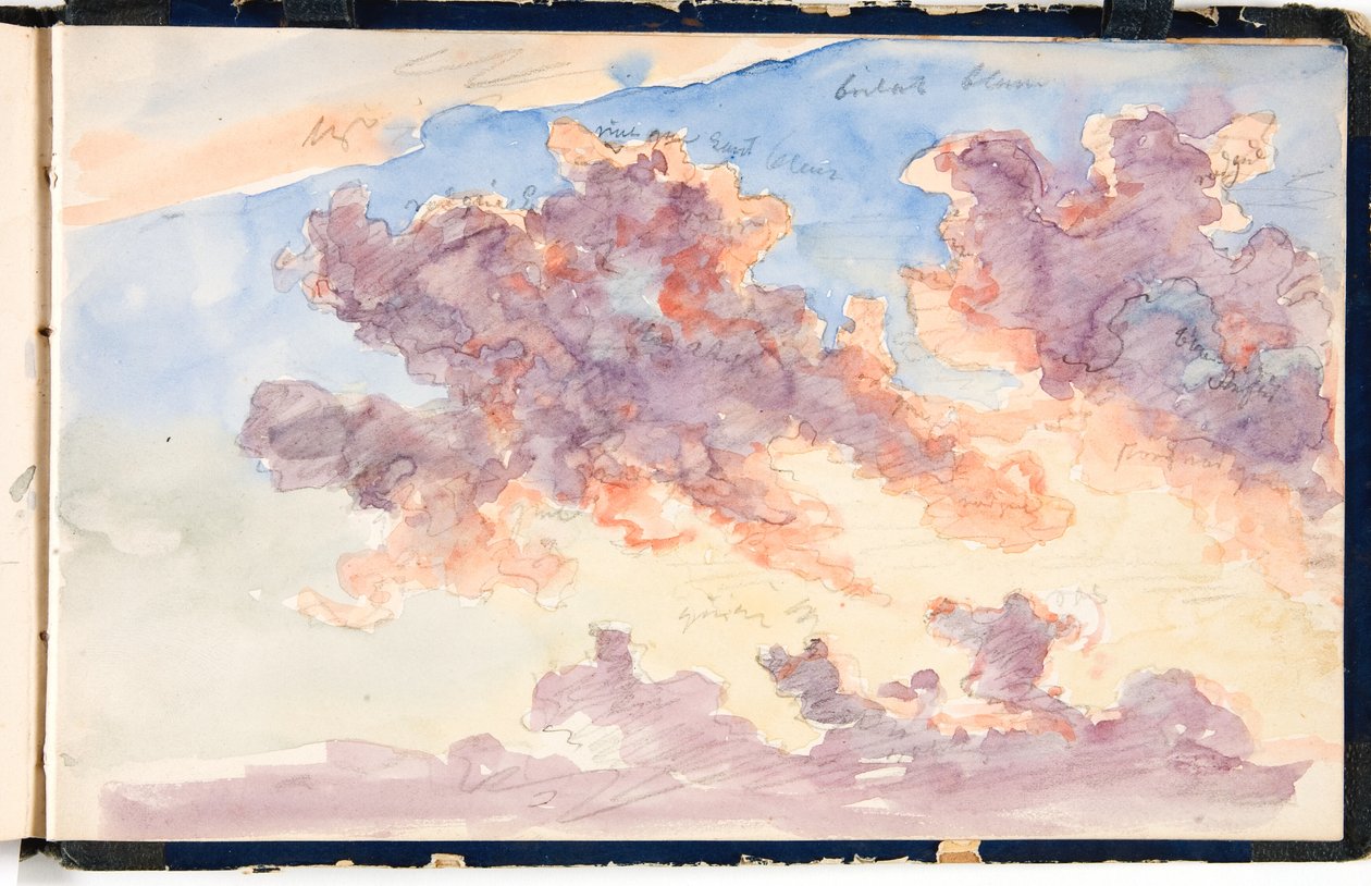 Estudo de nuvem. Um céu por do sol de Martinus Rørbye