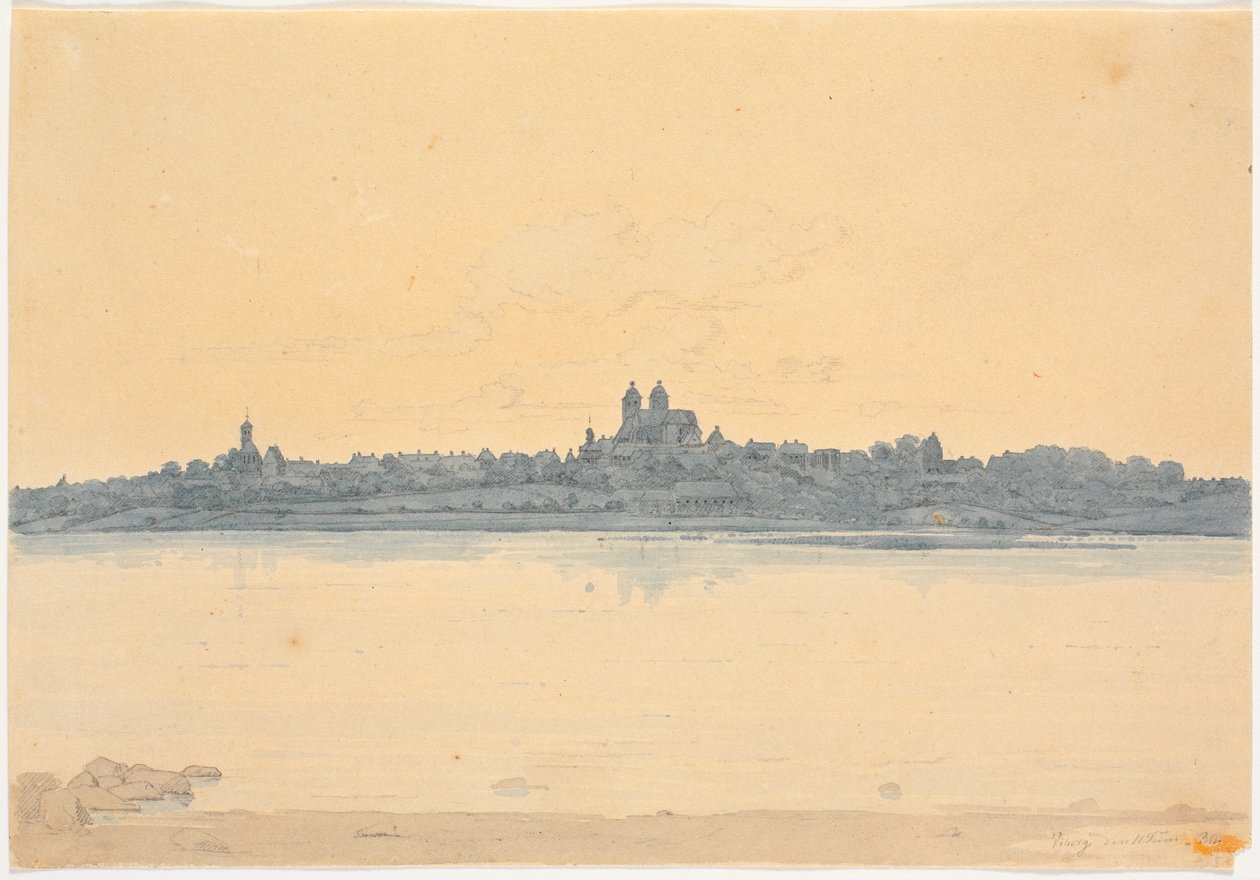 Viborg visto de Asmild Klosterhave perto de Søndersø de Martinus Rørbye